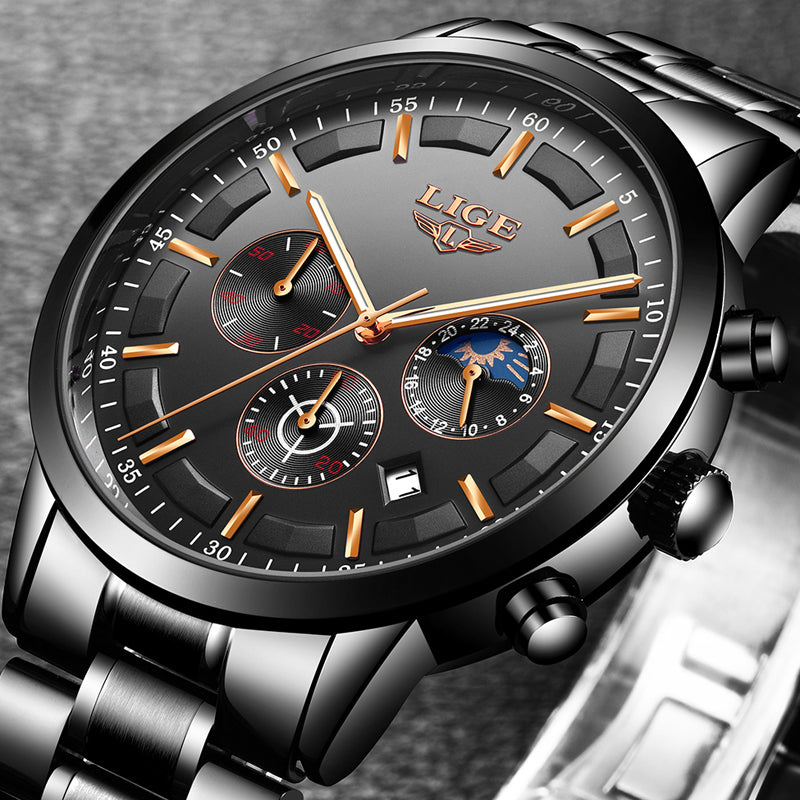 Fashion Sport Quartz Moon phase Business Waterproof