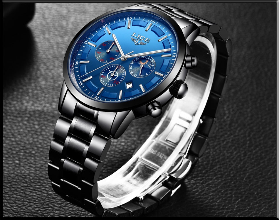 Fashion Sport Quartz Moon phase Business Waterproof