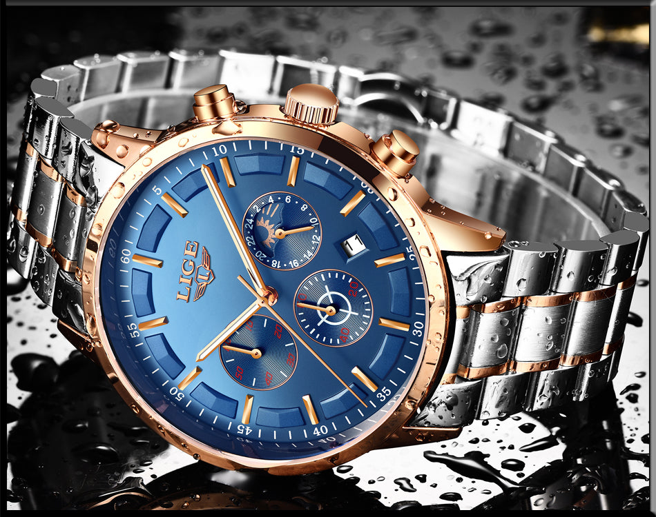 Fashion Sport Quartz Moon phase Business Waterproof