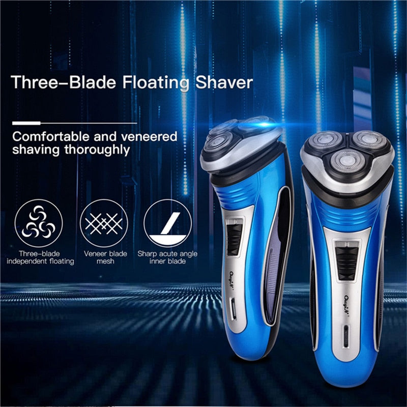 Rechargeable Electric Shaver 3D Triple Floating Blade Heads Shaving Razors