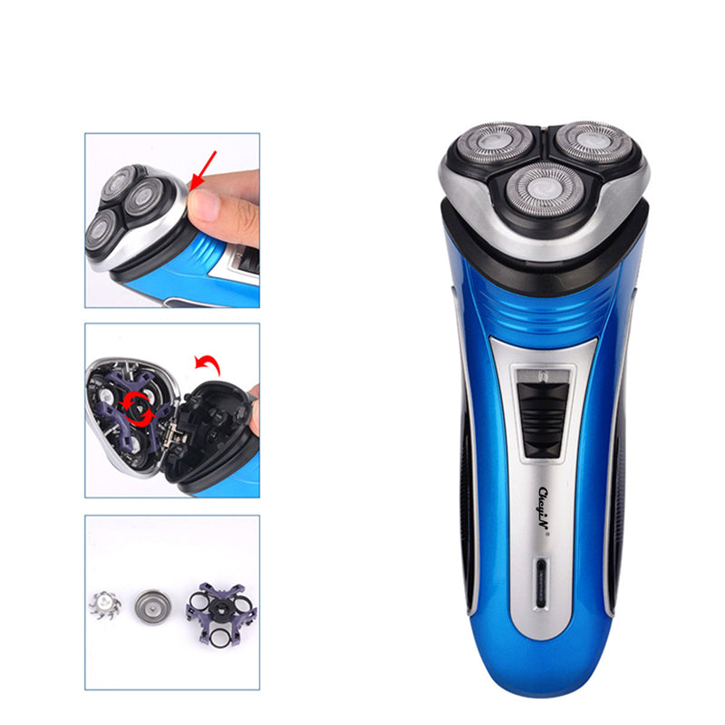 Rechargeable Electric Shaver 3D Triple Floating Blade Heads Shaving Razors